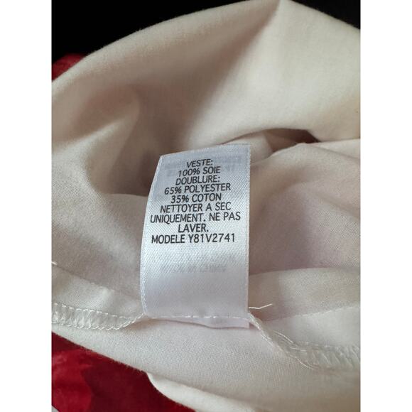 Twee Y2K Vintage Guess Jeans Red & White Silk Floral Fit & Flare Dress Size 5 - Picture 6 of 6